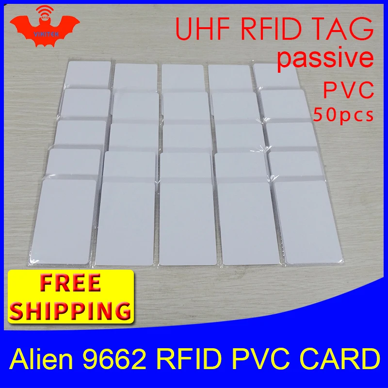 UHF RFID Бирка ПВХ Карта Alien 9662 915 МГц 868 МГц 860-960 МГц Higgs3 EPC ISO18000-6C 50 шт. Бесплатная доставка Смарт-карта Пассивная RFID бирка