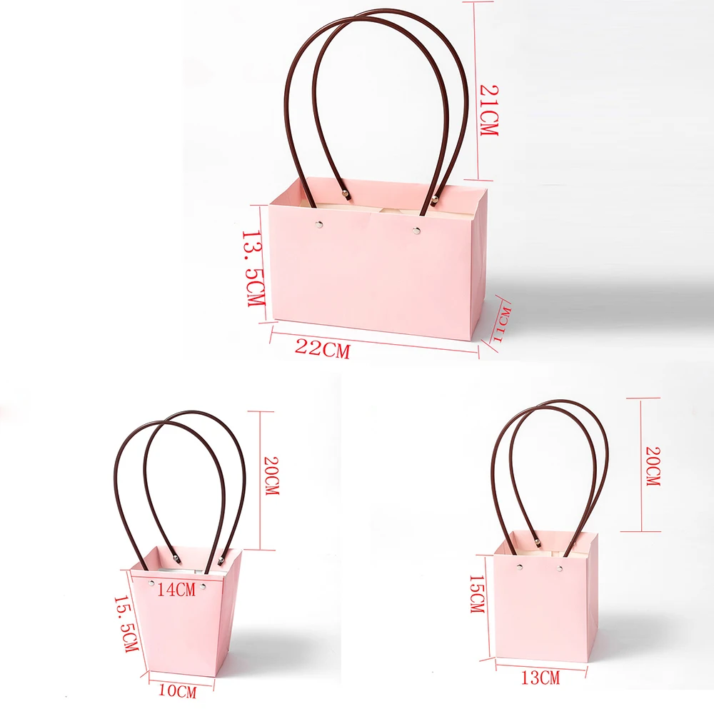 

Portable Flower Box Waterproof Paper Handy Gift Bag Kraft Handbag Wedding Rose Party Gift Box Packaging For Candy Cake Birthday