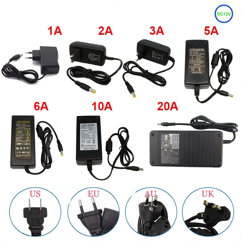 

LED Adapter Power Supply AC To DC 5V 12V 24V Switch Transformer 1A 2A 3A 5A 6A 8A 10A Power Adapter For CCTV LED Strip Console