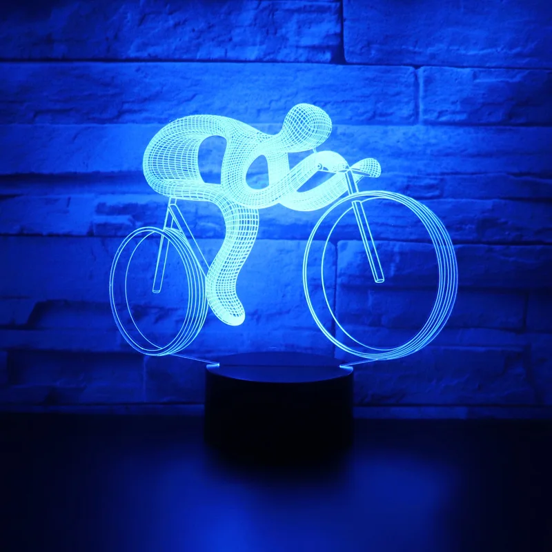 

3D LED Night Light Ride Bicycle with 7 Colors Light for Home Decoration Lamp Amazing Visualization Optical Illusion Awesome
