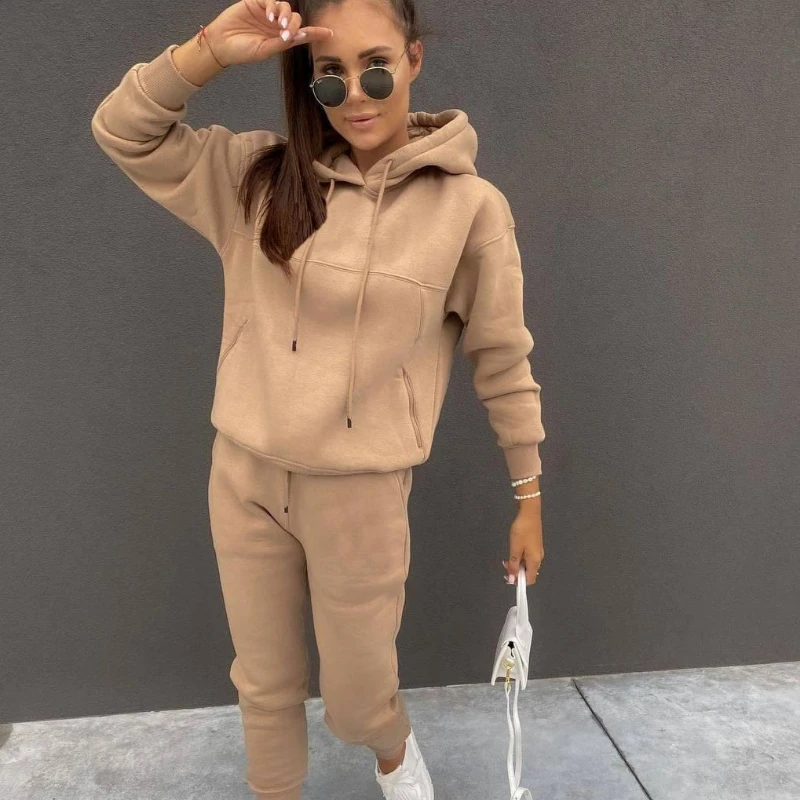 

Women's Sports Suit Fitness Jogging Outdoor Cycling 2021 New Autumn and Winter Women's Fashion Casual Two-piece Sweater Suit