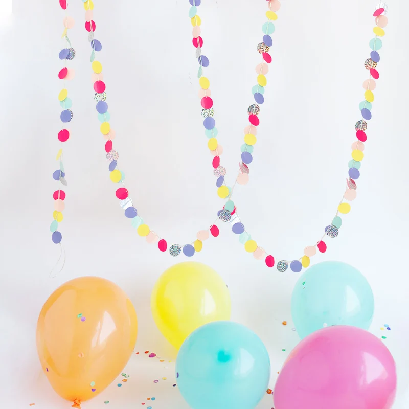 

2.8cm*2M Colorful Aluminum Round String Banners Birthday Party Wedding Christmas New Year Decoration Supplies Eco-Friend
