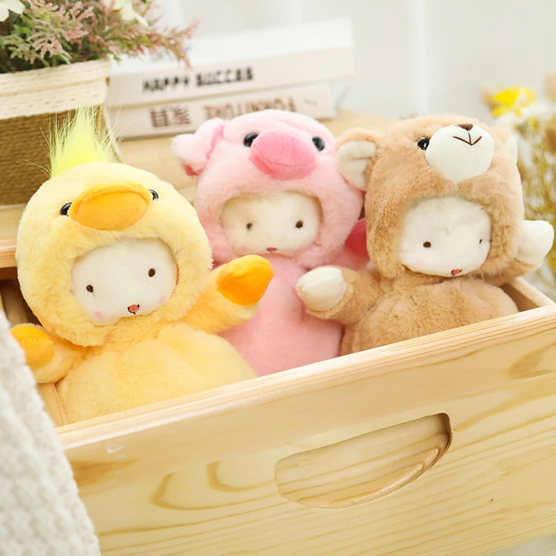

New 25cm Cute Animals Lamb Sheep Plush Toys Sheep Cos Cosplay Pig Wolf Bear Frog Duck Rabbit Soft Stuffed Dolls Birthday Gifts