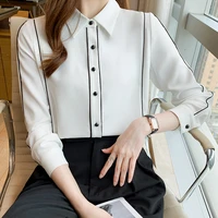 white women shirts autumn 2021 long sleeve chiffon office lady button up shirt ladies tops camisas mujer