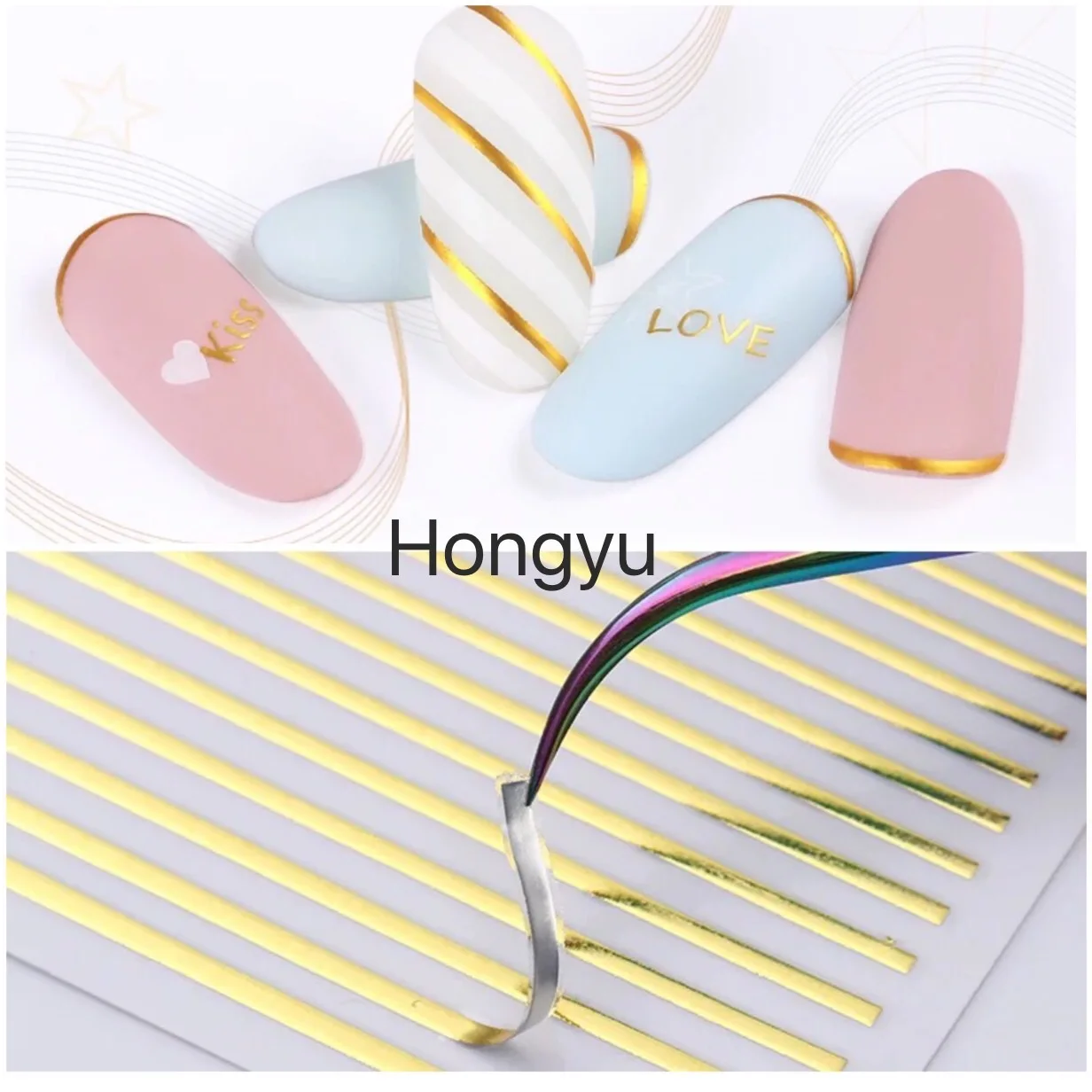 Маникюрные линии клейкая бумага флуоресцентная металлическая проволока гибкая