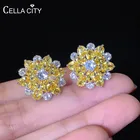 Серьги-гвоздики женские из серебра 925 пробы, с фианитами