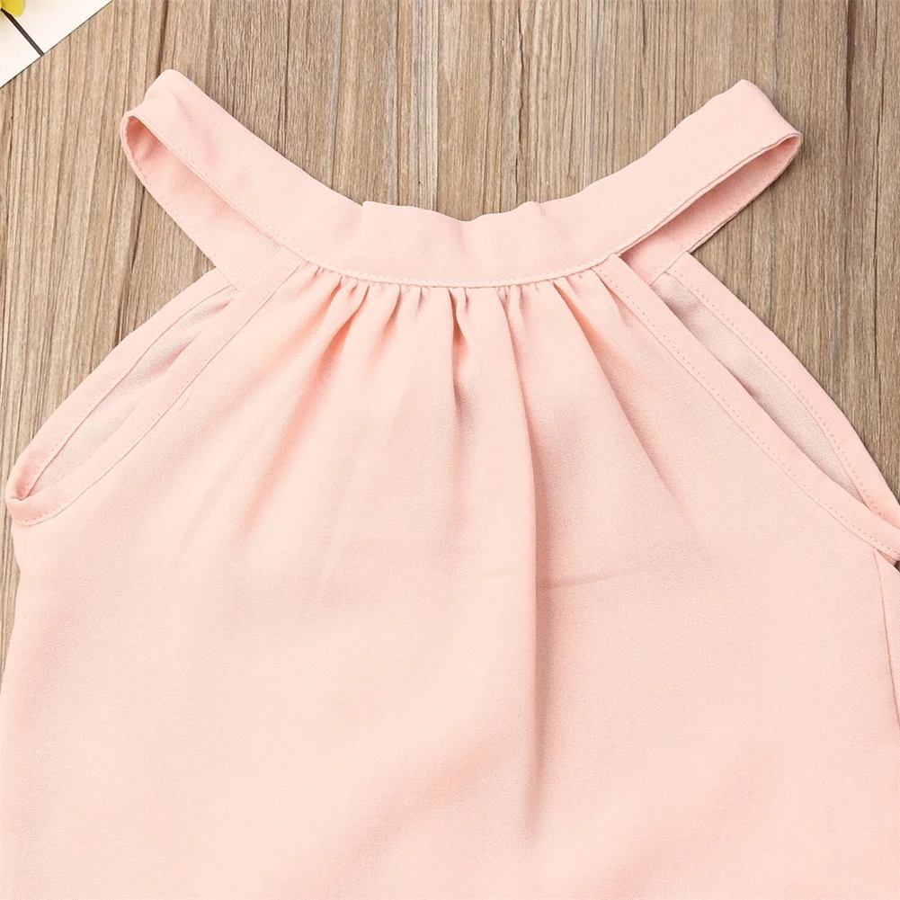 Emmababy 2019 новый летний комплект одежды для маленьких девочек розовый шифоновый топ