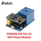 Релейный модуль Aokin ESP8266 ESP-01S 5 в Wi-Fi, дистанционный переключатель для умного дома, для Arduino Phone APP ESP01S, беспроводной Wi-Fi модуль