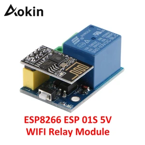 Релейный модуль Aokin ESP8266 ESP-01S 5 в Wi-Fi, дистанционный переключатель для умного дома, для Arduino Phone APP ESP01S, беспроводной Wi-Fi модуль