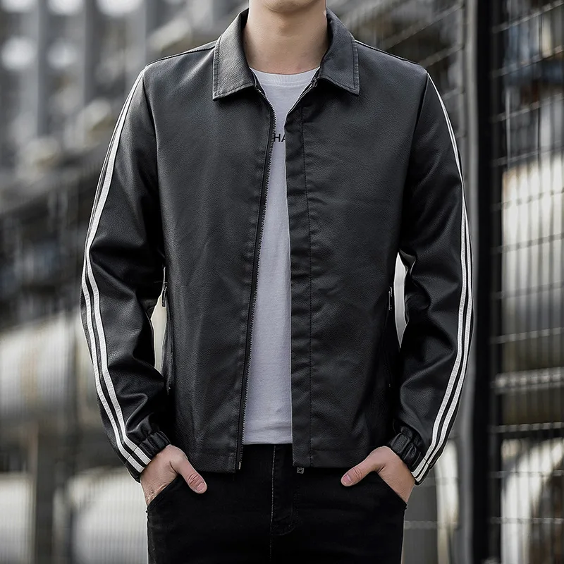 

New men's leather clothes spring and autumn trend leather jacket motorcycle coat tooling imitation leather coat