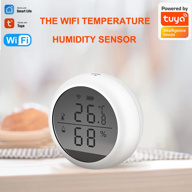 

Датчик температуры и влажности Tuya Smart Life с Wi-Fi, комнатный гигрометр, термометр с ЖК-дисплеем, поддержка Alexa Google Home