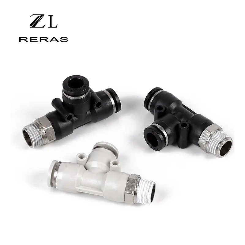 PD белый пластик быстрая вставка пневматический элемент Т-образного