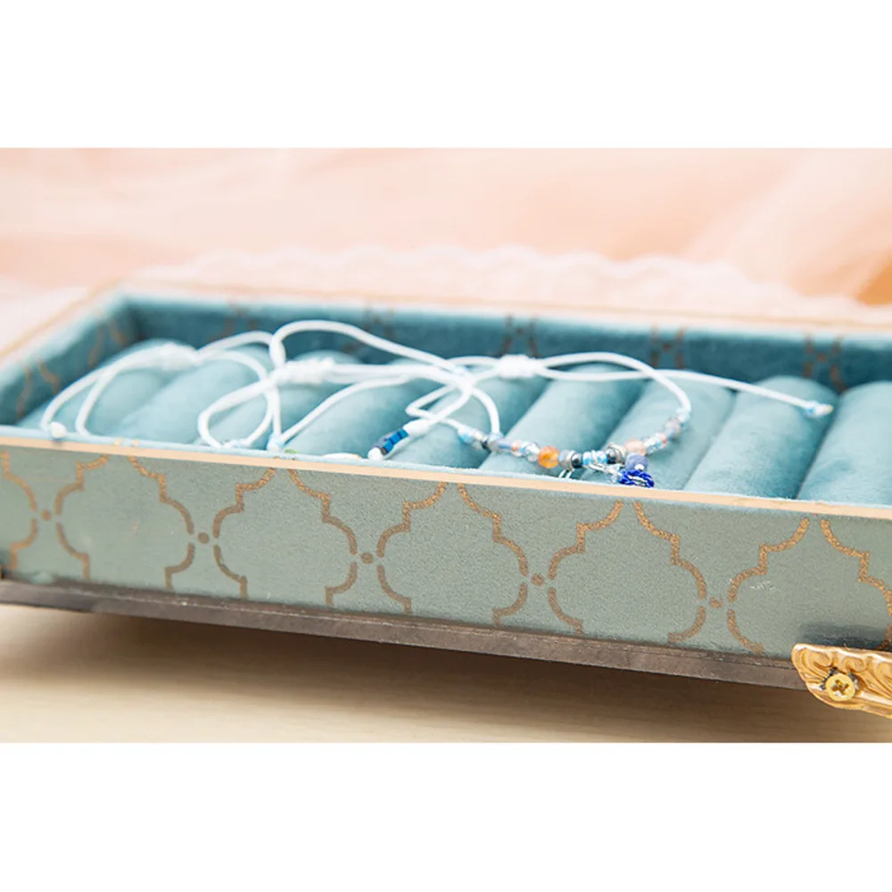 

Peacock Blue Jewelry Display Stand Bracelet Organizer Earring Holder Cage Shape Nordic Retro Exquisite Bronzing Storage Rack