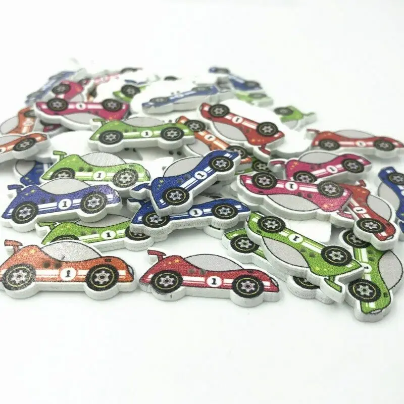 DIY 100 шт мультфильм в форме гоночного автомобиля деревянные пуговицы для шитья