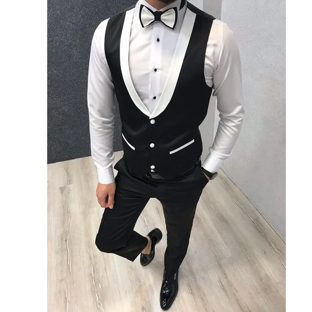 

2020 Black Mens Suit Waistcoat Business Wedding Dresses Tops Men Slim Fit Male Casual Vests