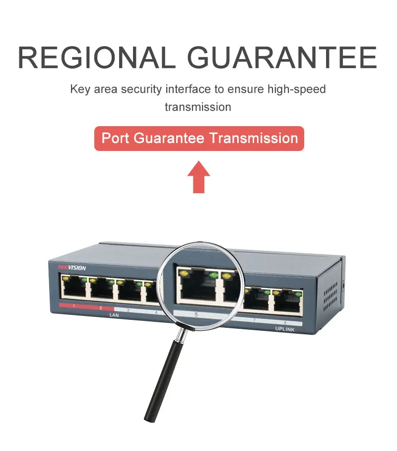 Hikvision DS-3E0108-E Неуправляемый коммутатор без PoE 8 портов 10/100 Мбит/с адаптивный металлический материал для 8-канальный NVR и ip-камер видеонаблюдения