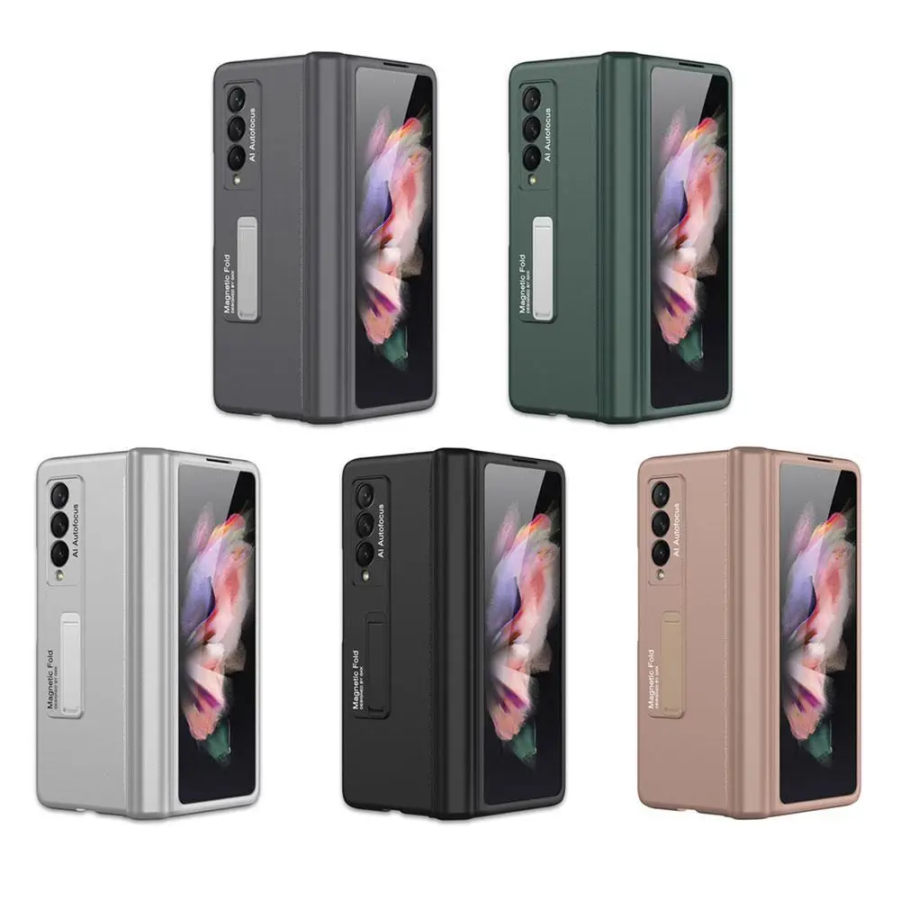for samsung galaxy z fold 3 fold3 5g case hinge magnetic adsorption kickstand ultra thin hard plastic phone cover case free global shipping