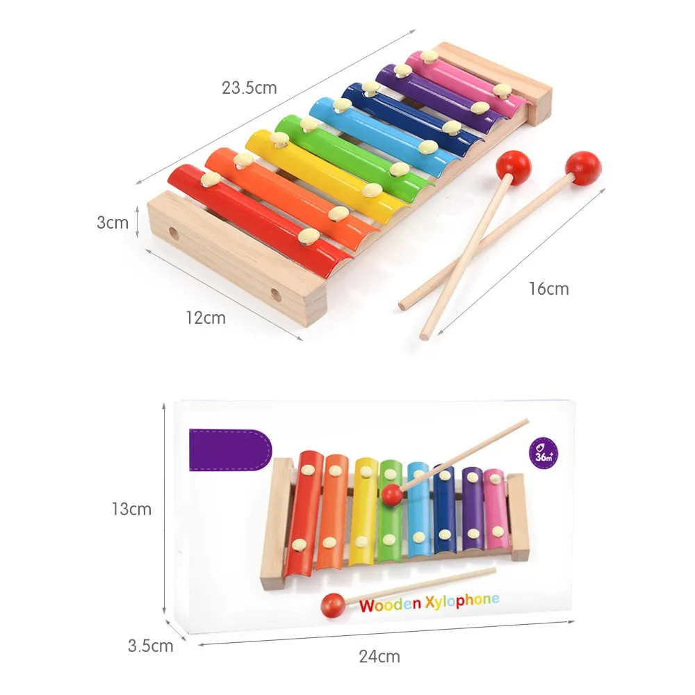 

New Wooden Xylophone Toys Wooden Music Instrument Montessori Children 'S Educational Early Hand Knocking Piano Gift for Kids