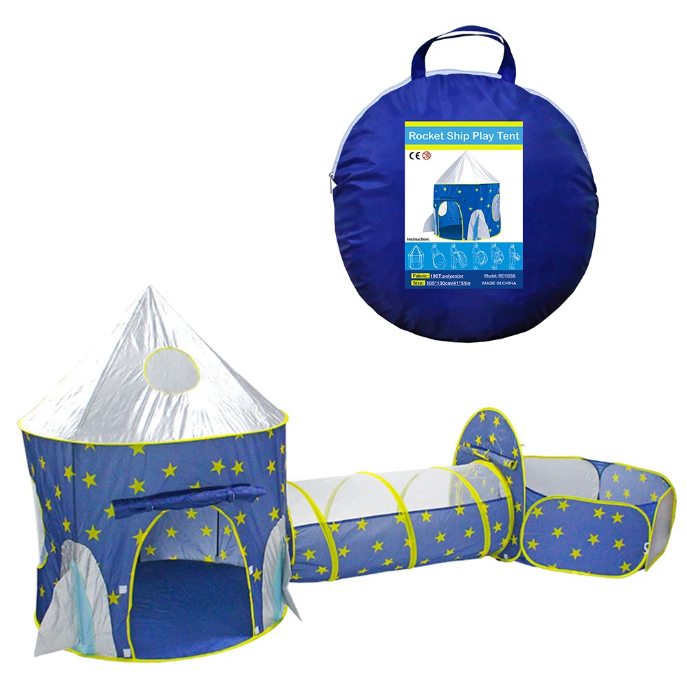 

Portable 3 In 1 Spaceship Folding Kids Tent Ball Pool Children's Houses Princess Girl Toys Children's Room Out Door Fun Toy