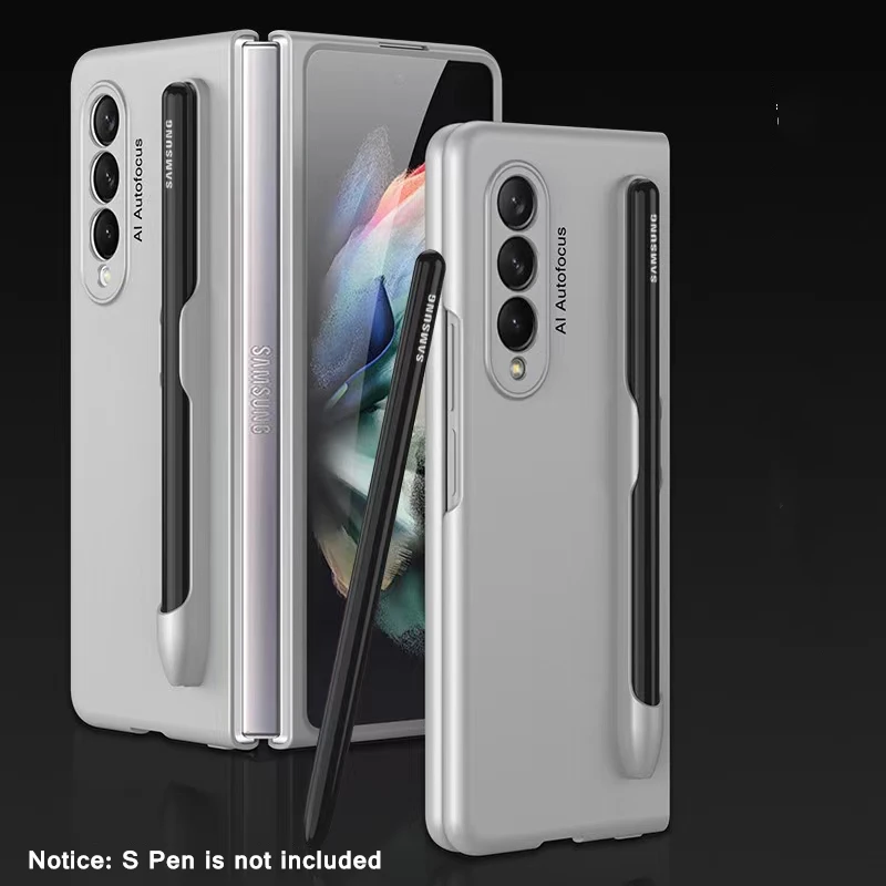 For Samsung Galaxy Z Fold 4 3 5G Fold4 Case Pen Holder Ultra Slim Matte Hard Plastic Cover for Z Fold3 No S Pen