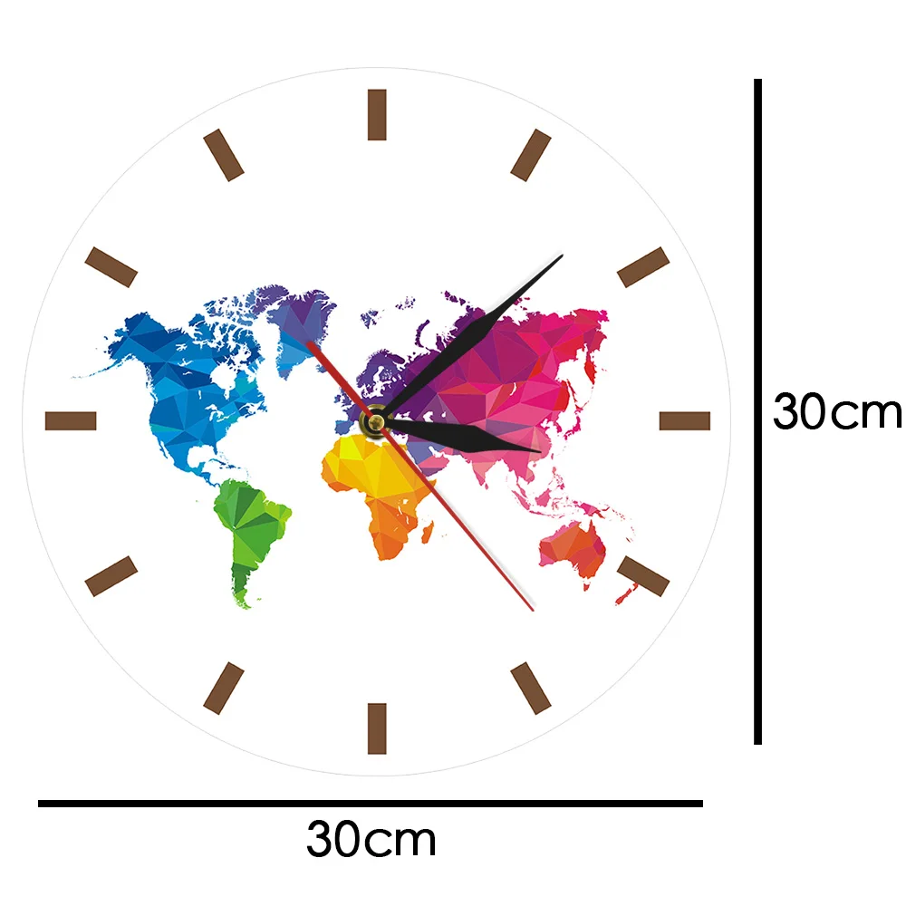 Акриловые настенные часы с картой мира уникальные красочные украшения для дома
