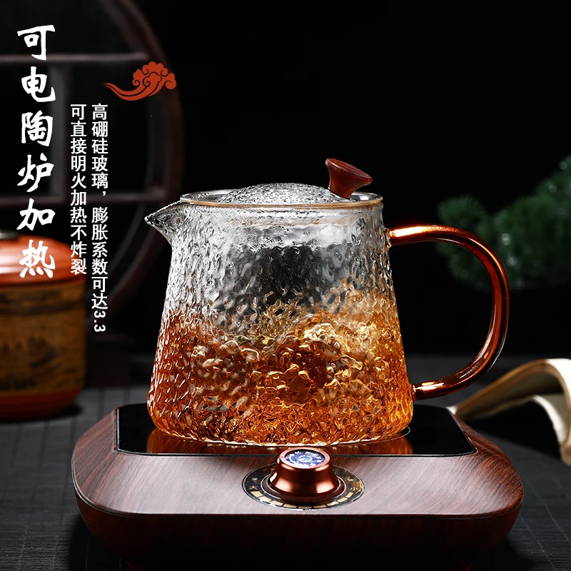 Heat Resistant Japanese Style Tea Pot Glass Hand Made Hammer Grain Teapot Filter Boiling Tetera Cristal Daily Necessities EF50TP | Дом и сад