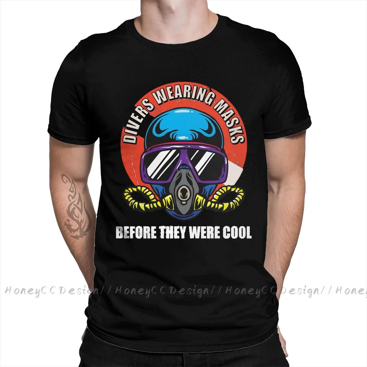 Scuba Diver skull Print Cotton T-Shirt Camiseta Hombre Diver Mask Funny Scuba Diving For Men Fashion Streetwear Shirt Gift