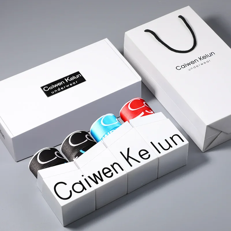 Men's Underwear Gift Box Cotton Boxer Shorts Summer Breathable Sports Trend Pants 4-piece Set