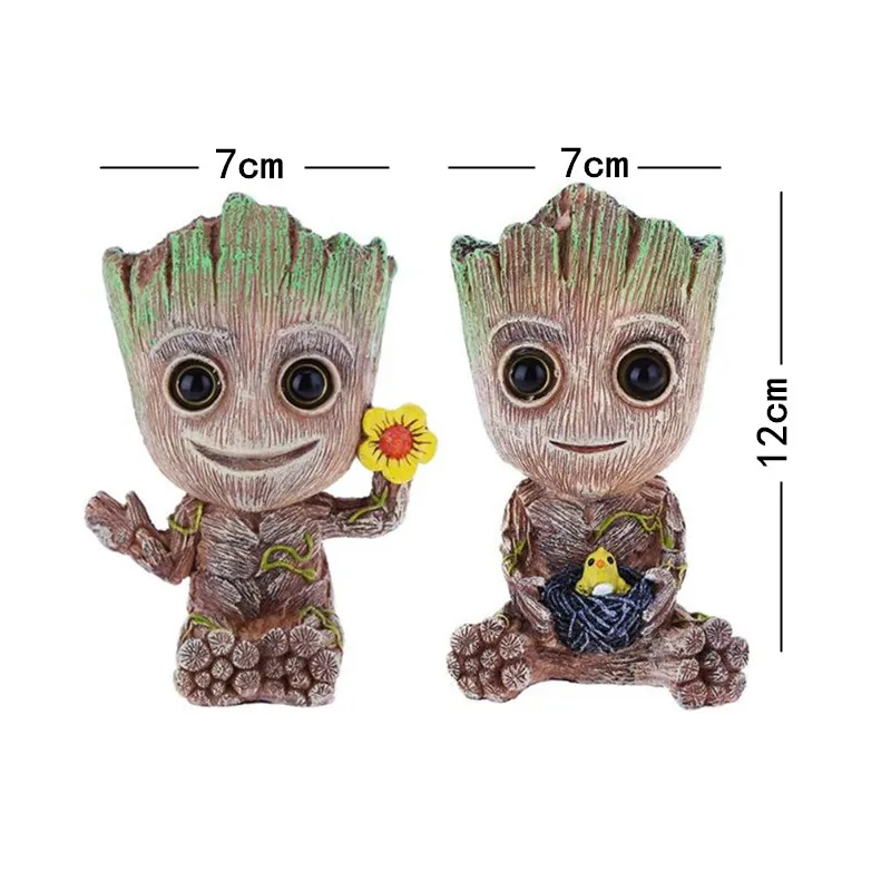 Cartoon Aquarium Plant Stump Decoration Baby Groot Figurine Garden Home Ornament with Air Stone Fish Tank Air Bubble Lanscaping