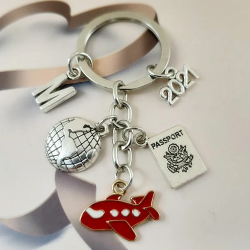 Новая мода A-Z письмо земли самолет брелок нигде не упасть про путешествия дружбы
