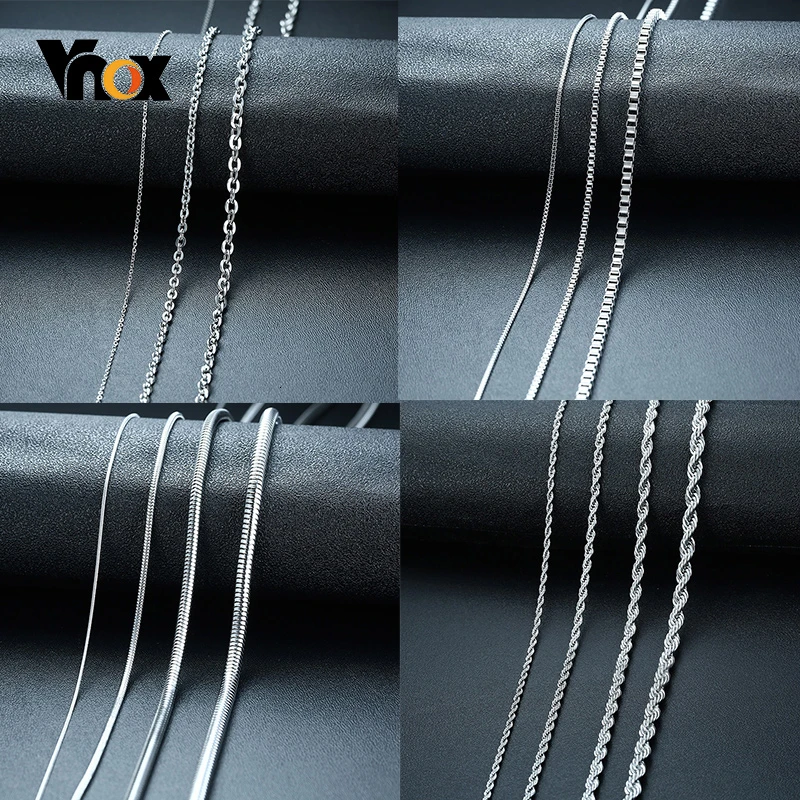 Vnox Базовая цепочка ожерелье s для мужчин никогда не выцветает тон из нержавеющей