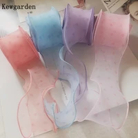 kewgarden dots organza ribbons 2 5cm diy make hairbow accessories handmade tape crafts gift packing wholesale 38 yards