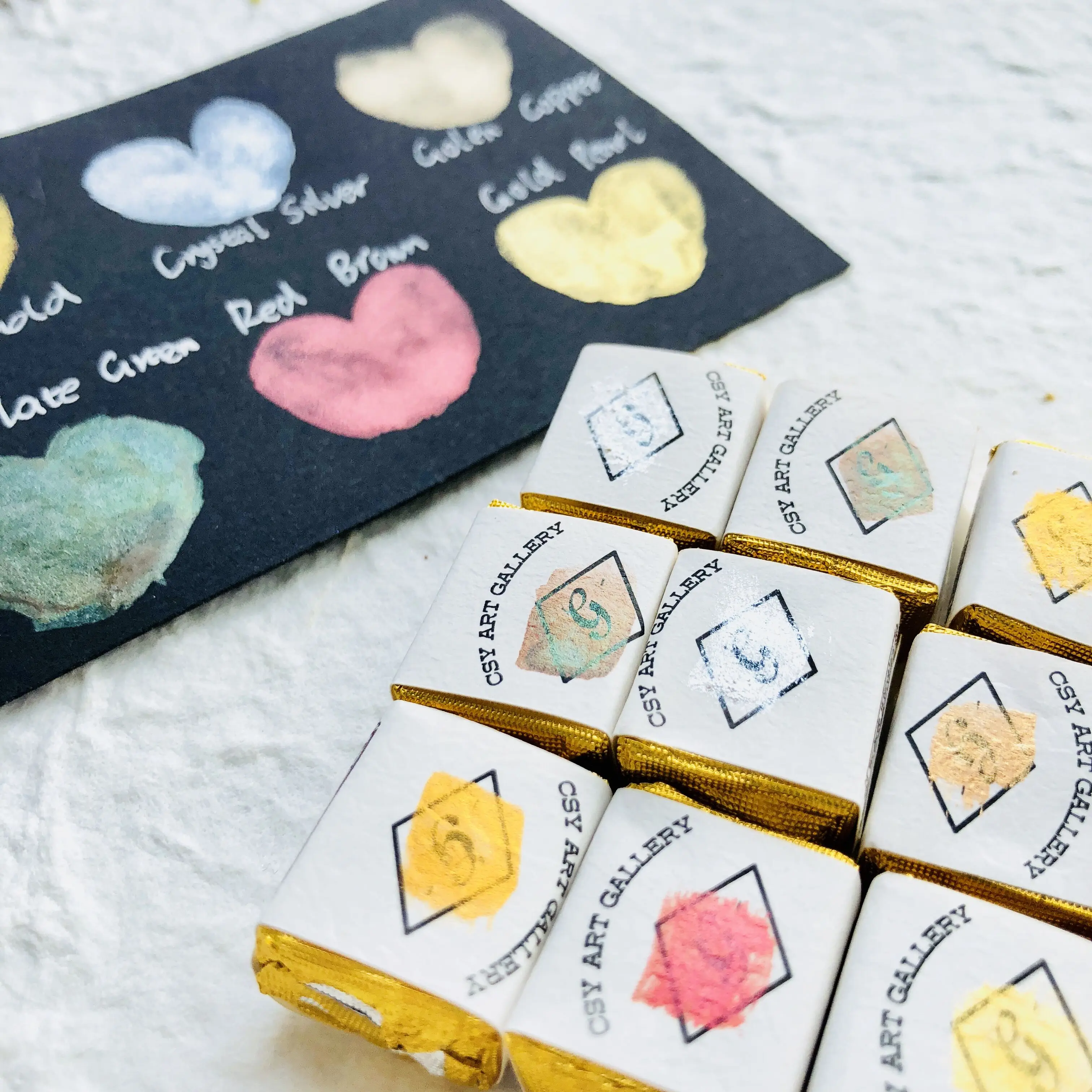 Handmade Metallic Watercolors Paint Set 6 Colors Half Pans Glitter Solid Water Color Metal Case Sparkle Pearlescent Acuarela | Канцтовары