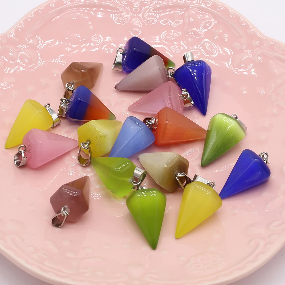 

Натуральный Полудрагоценный камень, кристалл, простой геометрический градиентный кулон, кулон для изготовления ожерелья своими руками, ак...