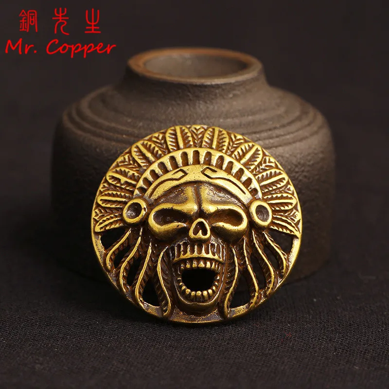 Ретро латунные головы черепа индийские заклепки для одежды Пряжка DIY женская