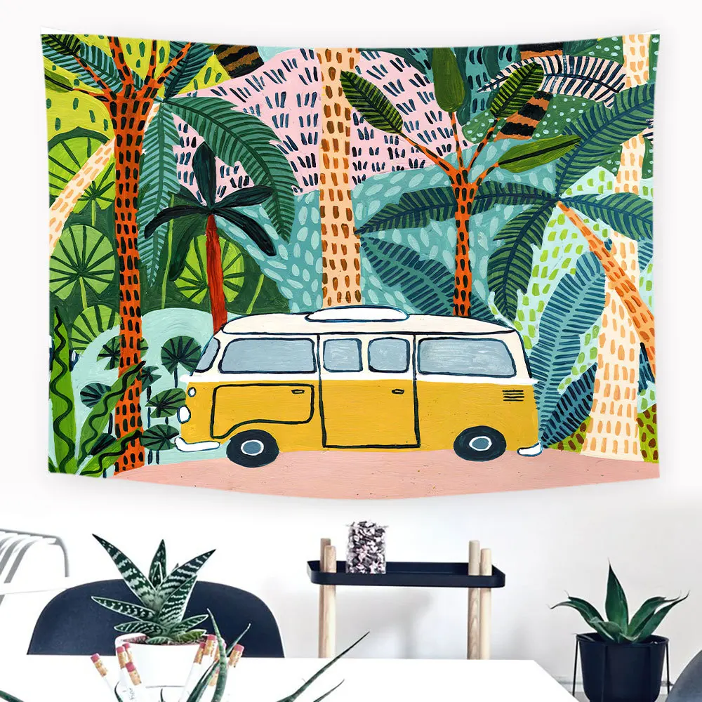 Картина маслом тропические растения гобелен изголовье стены искусства