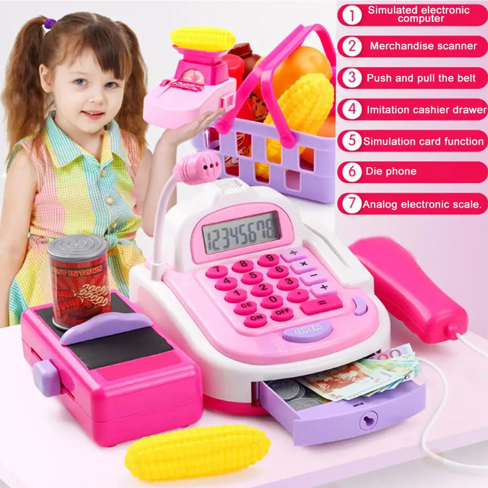 1 компл. Детский рынок моделирования кассовый аппарат Набор еды со звуком