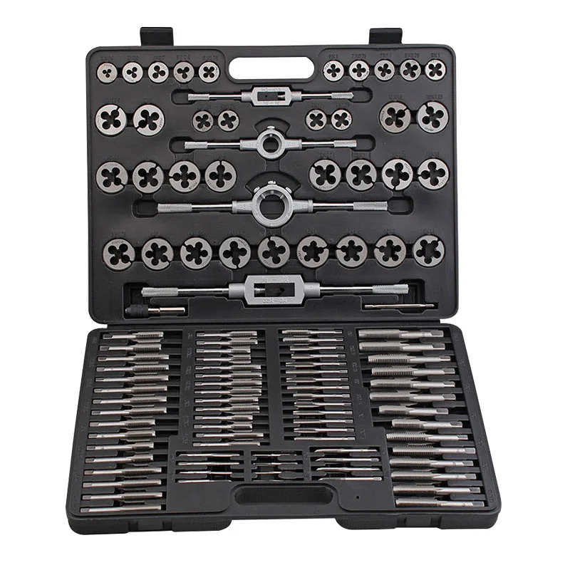 110Pcs Tap and Die Set Tungsten Steel Titanium Tap and Die Combination Set For Cutting External & Internal Threads