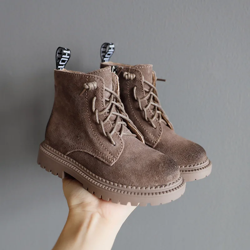 2019 г. Осень-зима Детские ботильоны модные ботинки для девочек с круглым носком