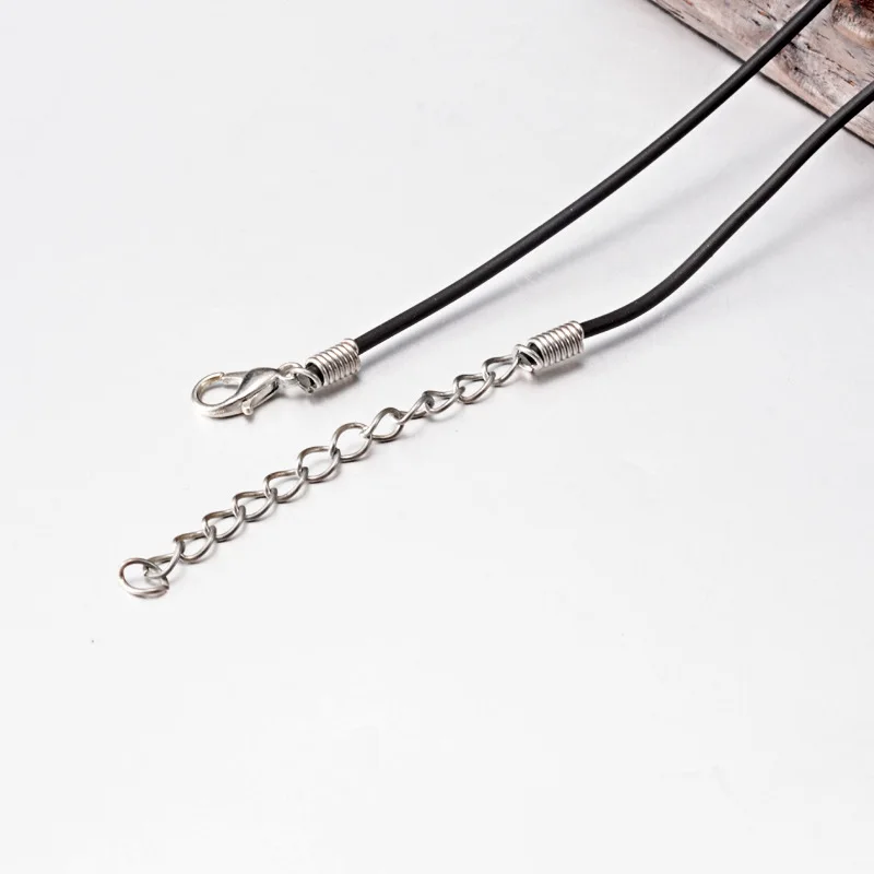 Женские кожаные шнуры с застежкой Черные Резиновые для ожерелья Аксессуары 45 + 5