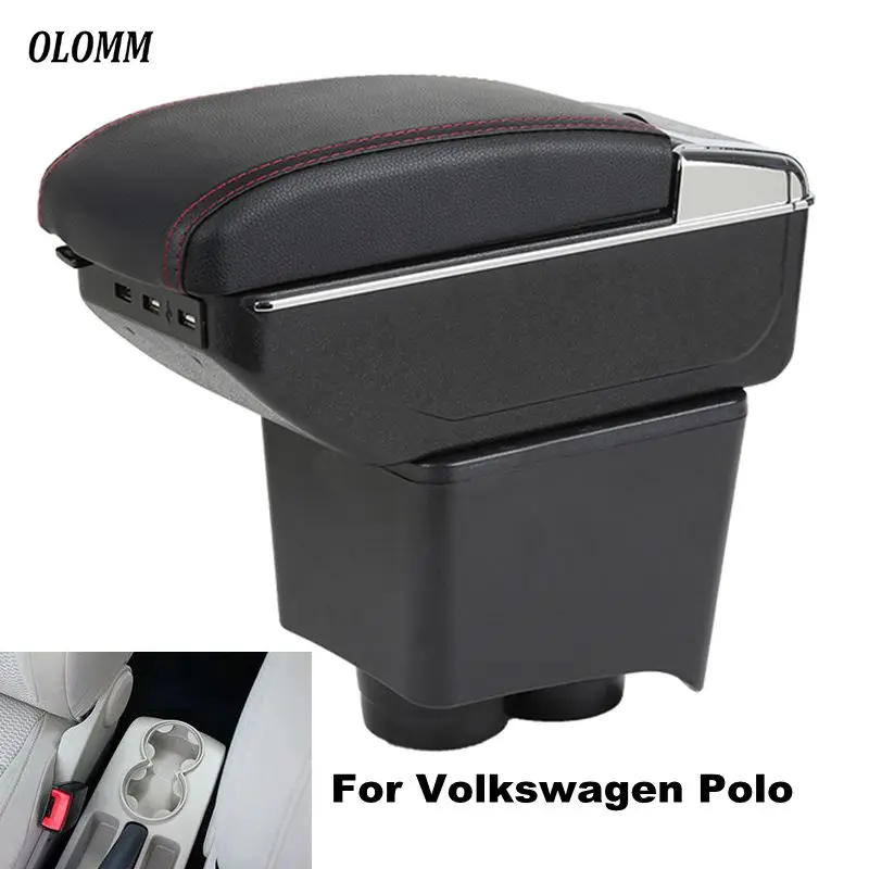 Подлокотник коробка для Volkswagen Polo подлокотник поло седан 2002-2009 центральный содержимое коробка для хранения usb зарядка с держатель стакана, пепельница в автомобиль аксессуары