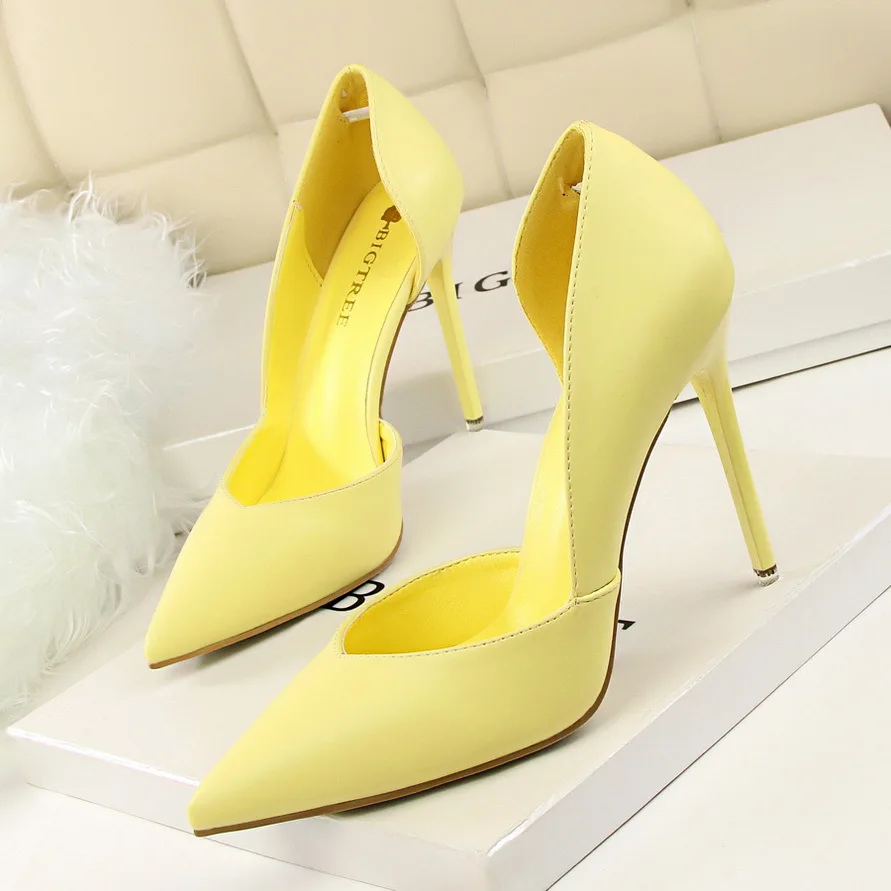 

10.5CM PUMPS Fashion Simple Sexy Nightclubs Thin Women's Shoes With Super High Heel Shallow Mouth Pointed Hollow Shoes