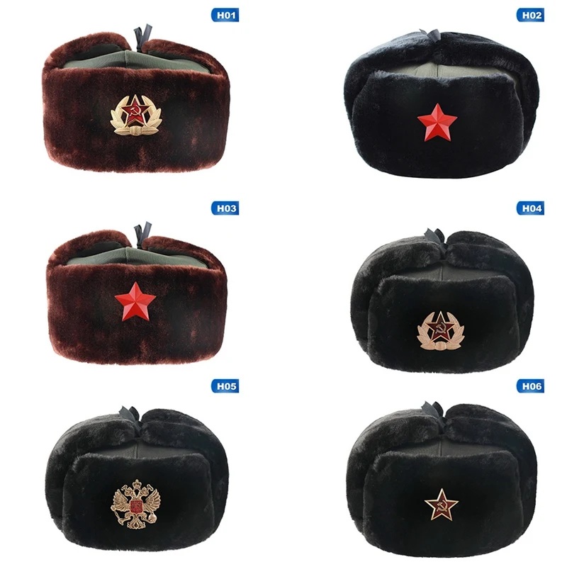 Мужская шапка с имитацией меха кролика черная Повседневная натуральным мехом