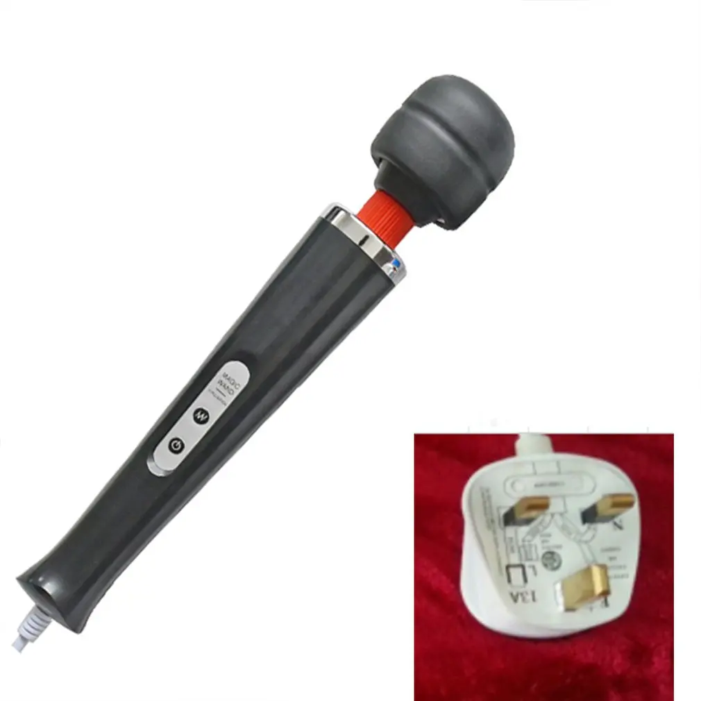 black UK plug 10 скоростей, волшебная палочка, массажер для ног, мощный вибрирующий массаж, вилка EU/US/UK, USB подзарядка, массажная палочка - Цвет: black UK plug