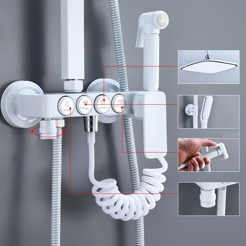 Кран-смеситель горячей и холодной воды для ванной комнаты белый ручной настенный