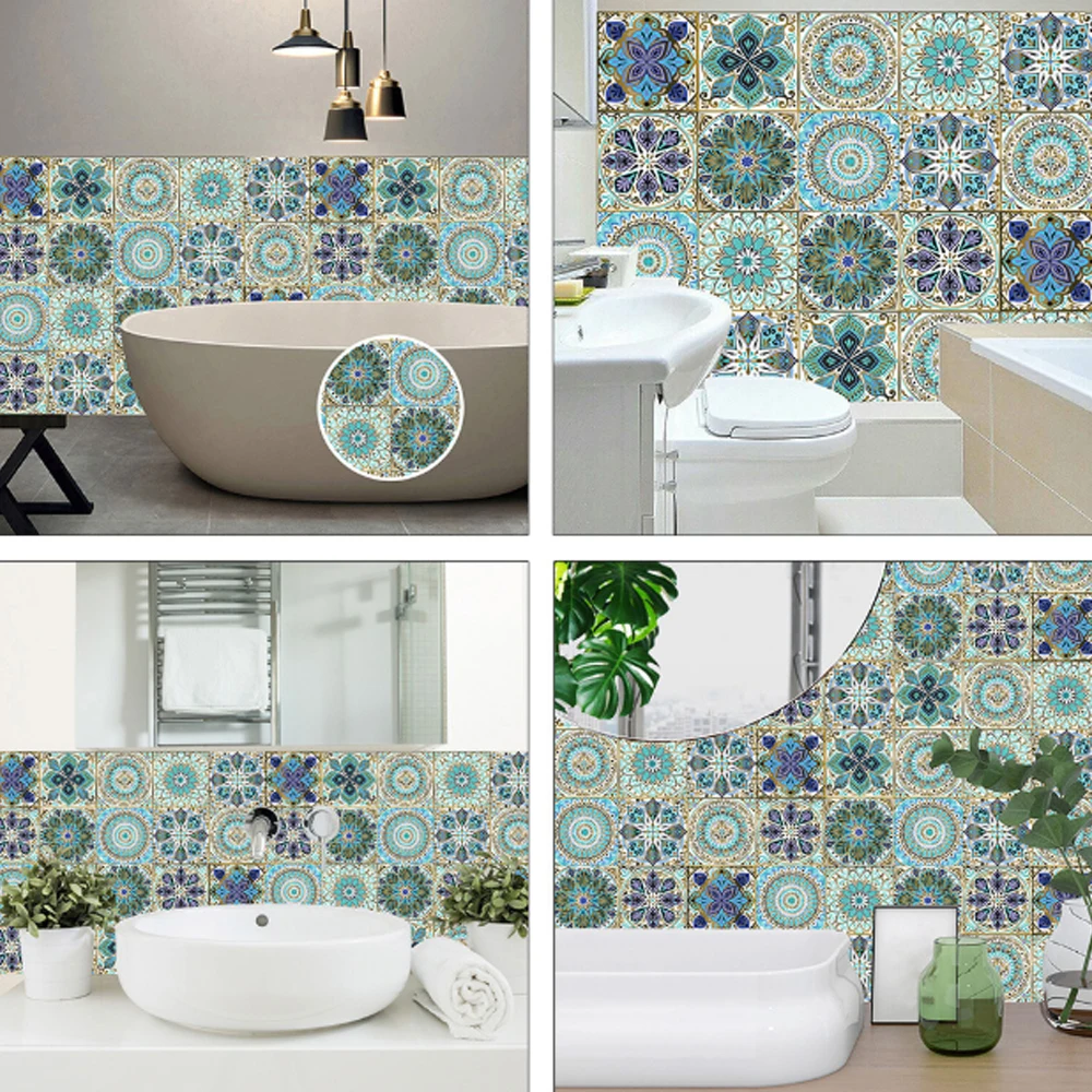 10 шт. Винтаж плитка наклейки самоклеящиеся Водонепроницаемый марокканский