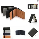 Мужской бумажник для кредитных карт, минималистичный кошелек с блокировкой радиочастотной идентификации, тонкий мужской бумажник с блокировкой радиочастотной идентификации, безопасные кошельки из искусственной кожи