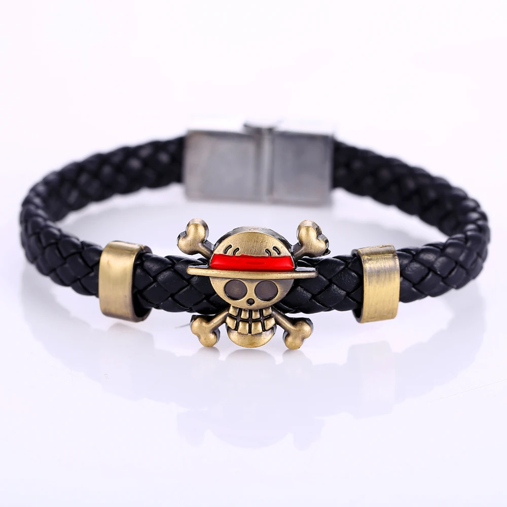 J store аниме цельный Луффи череп соломенная шляпа плетеный кожаный браслет для