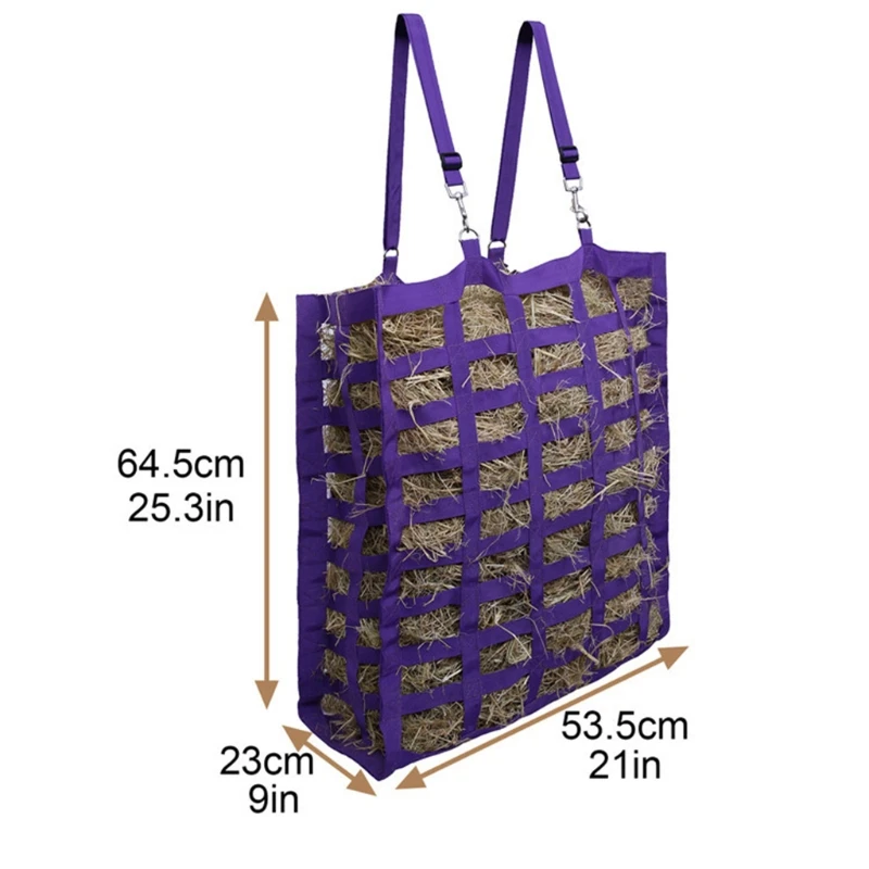 

Easy-Feed Patented Four Sided Slow Feeder Horse Hay Bag Farm Animal Hay Bale Storage Bag Sheep Feeding Tote Bag Travel Feeder