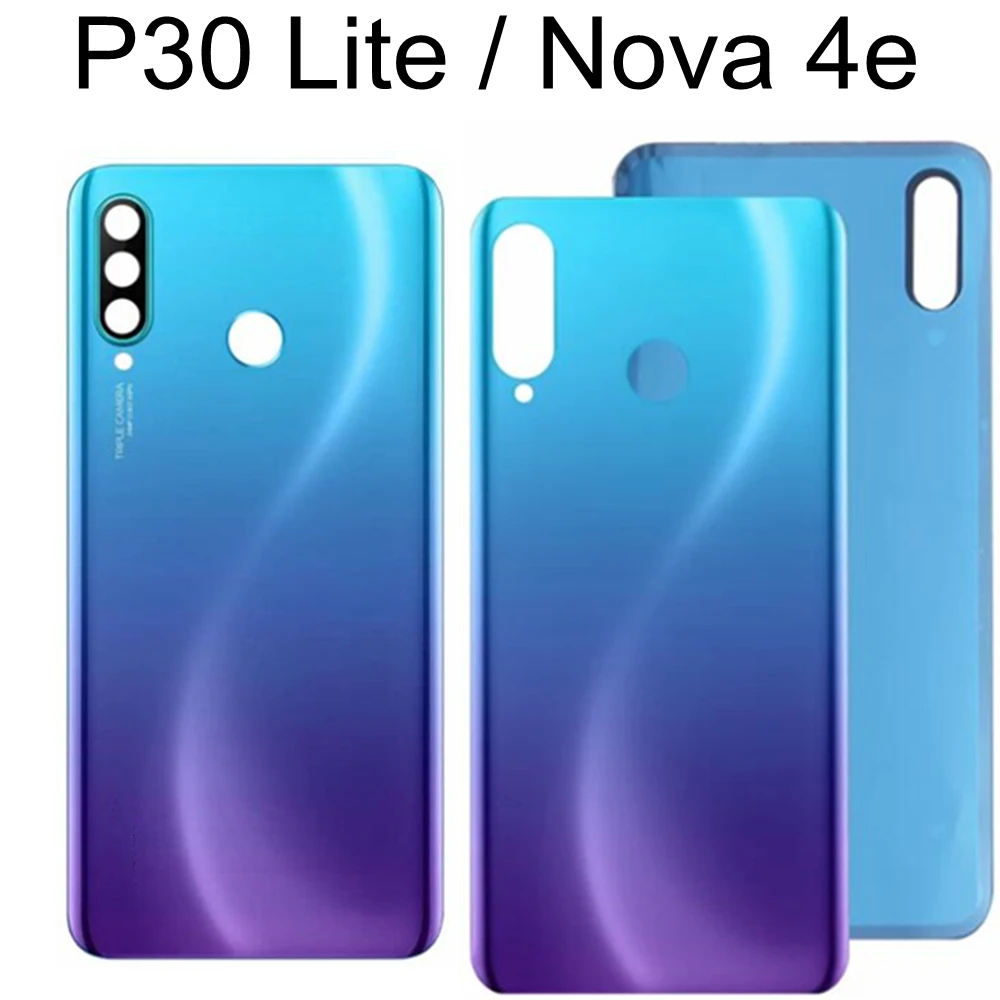 

Заднее стекло Huawei P30 Lite Крышка батарейного отсека задняя дверь Корпус чехол с объективом камеры Huawei Nova 4e P30 Lite Крышка батарейного отсека